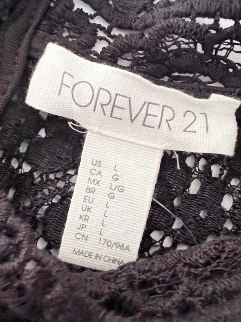 Forever 21 Black Crochet Lace Long Sleeve Crop Top - Picture 9 of 14